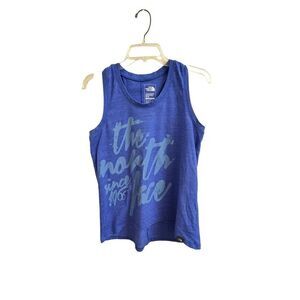 The North Face Blue Spellout Classic Fit Racerback Tank Top Activewear Medium